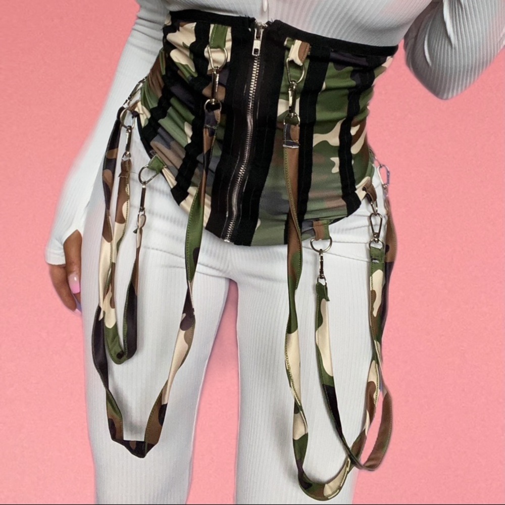 Camouflage Strappy Corset Waist Cincher Belt